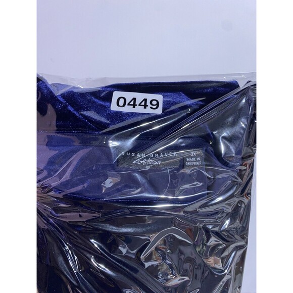 Susan Graver Top 3X Velvet Midnight Blue Sequin Trim Holidays Cocktail NWT - Picture 9 of 9
